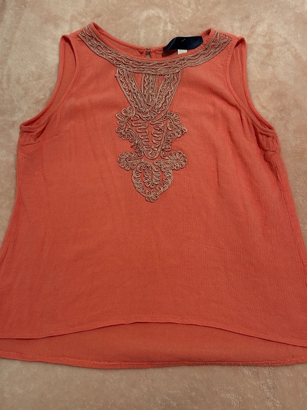 Peachy/Pink Embroidered Tank